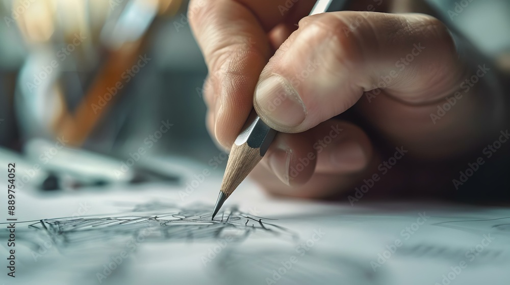 Close-up of jewelry designer drawing sketches with a pen Close-up of jewelry designer drawing sketches with a pen
