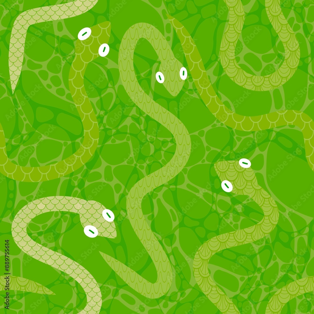 Naklejka premium Cartoon animals seamless snake pattern for wrapping and kids new 2025 year