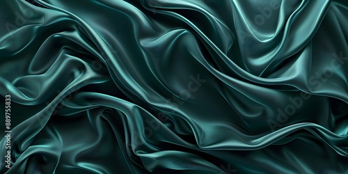 Wallpaper Mural Elegant Dark Teal and Green Silk Background with Waves Torontodigital.ca