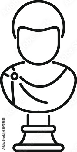 Line icon style illustration representing a bust of a roman emperor, evoking history and ancient rome