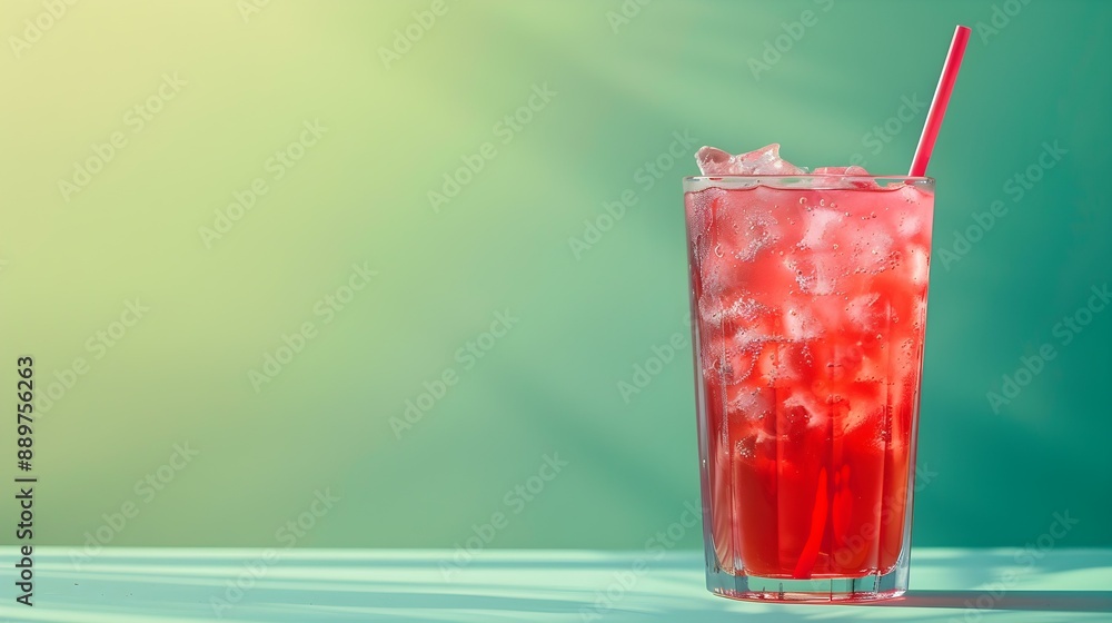 custom made wallpaper toronto digitalLight Red Summer Drink on a green Background with Sunlight and Shadows