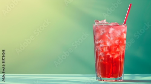 Wallpaper Mural Light Red Summer Drink on a green Background with Sunlight and Shadows Torontodigital.ca