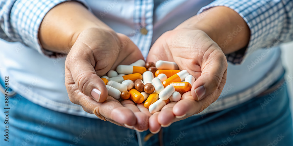 Close-up of hands cradling a prescribed medication for weight management, symbolizing hope and progress in the journey towards a healthier, slimmer lifestyle. Close-up of hands cradling a prescribed medication for weight management, symbolizing hope and progress in the journey towards a healthier, slimmer lifestyle.