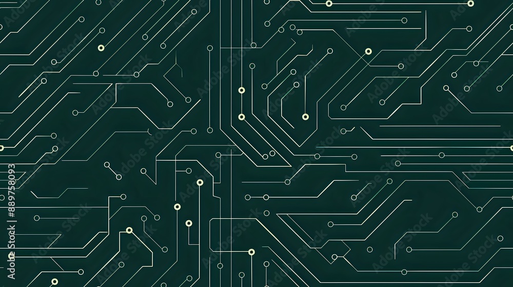 Close-up of a green circuit board pattern, ideal for technology, electronics, and digital themes in design and branding projects. Close-up of a green circuit board pattern, ideal for technology, electronics, and digital themes in design and branding projects.