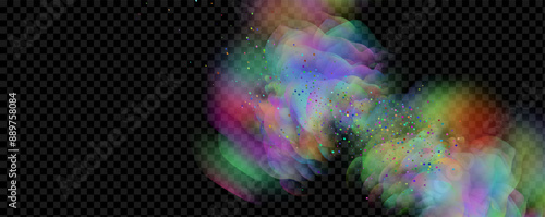 An explosion of colorful smoke clouds.Multicolor fog with blue and yellow particles.Explosions of color powder.