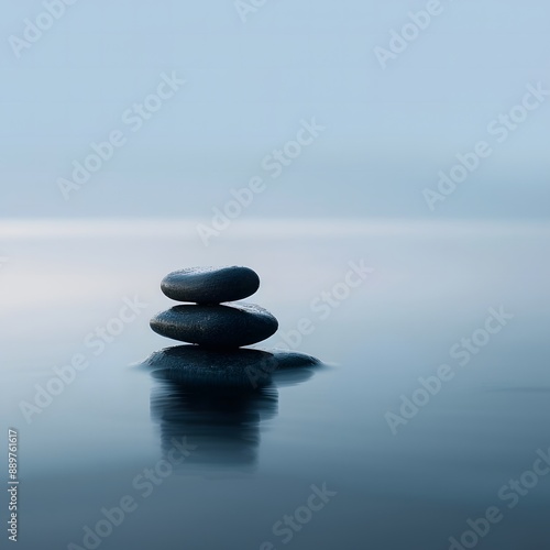 Stacked Rocks in Calm Water