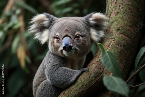 Koala playing on a tree photo