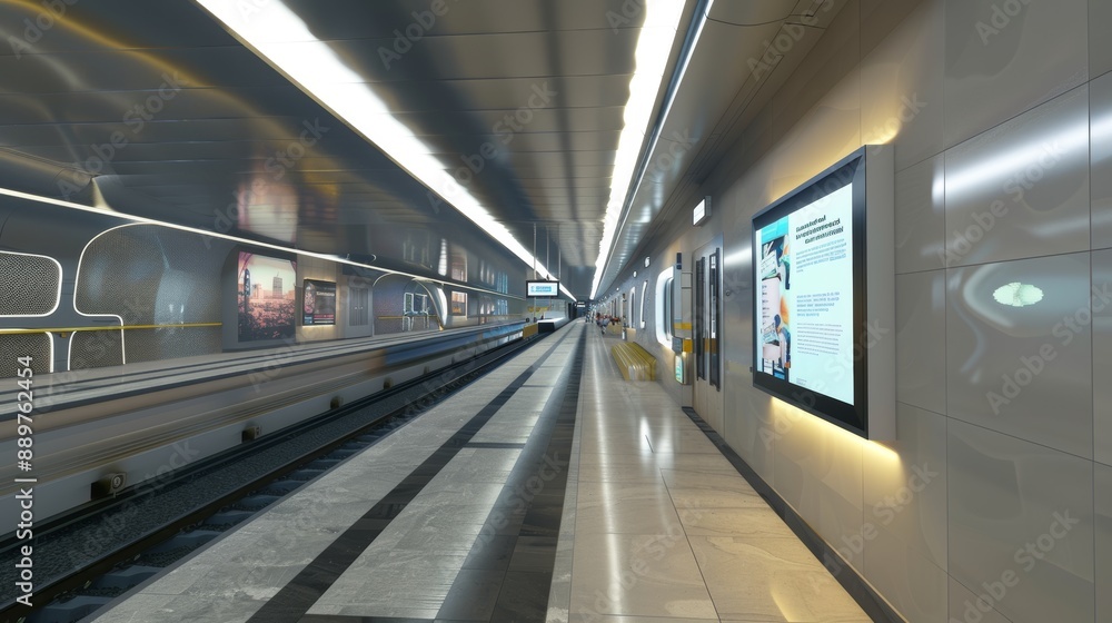 Quiet Modern Metro Station with Clear Audio Visual Announcements for Inclusive Passenger Information Quiet Modern Metro Station with Clear Audio Visual Announcements for Inclusive Passenger Information