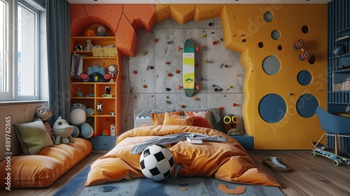 Modern Playful Bedroom Design photo