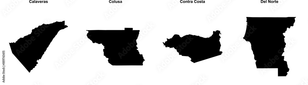 Calaveras, Colusa, Contra Costa, Del Norte outline maps Calaveras, Colusa, Contra Costa, Del Norte outline maps
