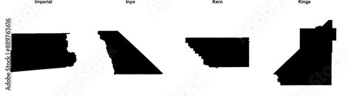 Imperial, Inyo, Kern, Kings outline maps