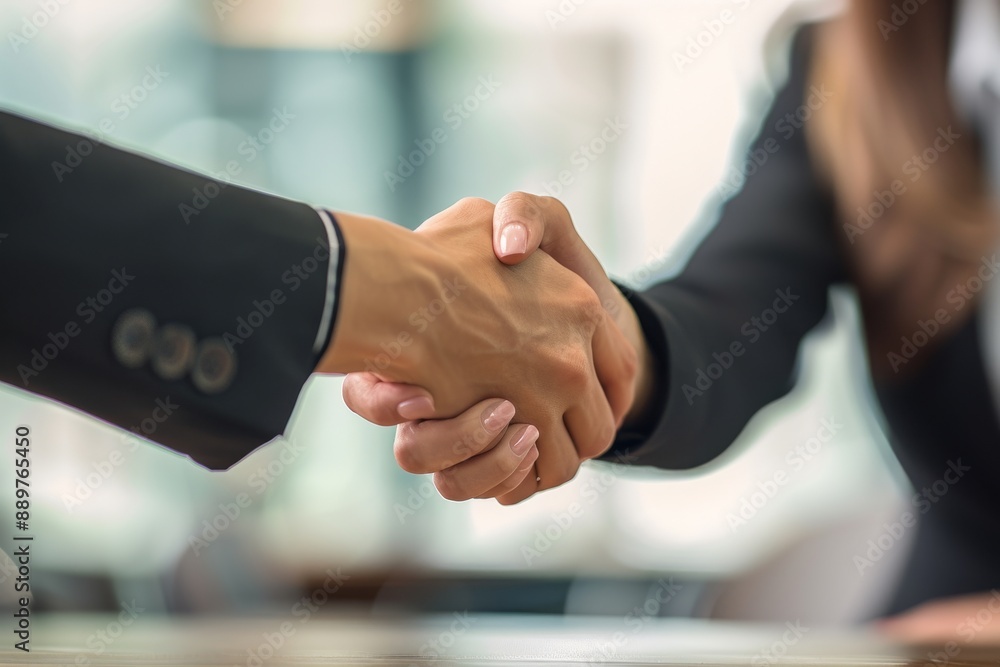 A close up of business partners shaking hands after a meeting. A close up of business partners shaking hands after a meeting.