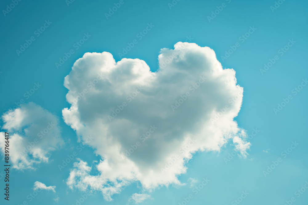 A heart shaped cloud in clear blue sky