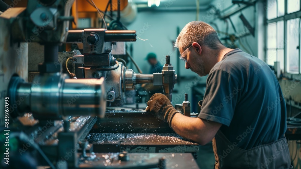 Manual Lathe Operation in Industrial Workshop for Precision Metal Shaping and Machining Manual Lathe Operation in Industrial Workshop for Precision Metal Shaping and Machining