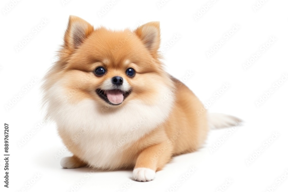 Pomerian dog isolated on a color background Pomerian dog isolated on a color background