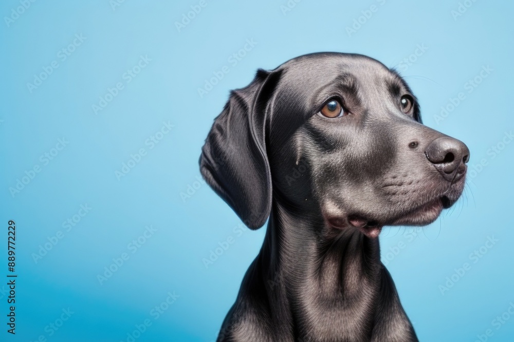 Weimaraner dog isolated on a blue background Weimaraner dog isolated on a blue background