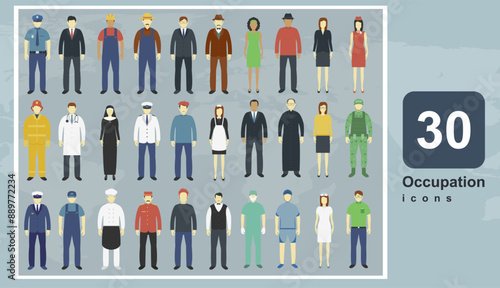 People of different occupations. Professions icons set. Flat design. Vector illustration