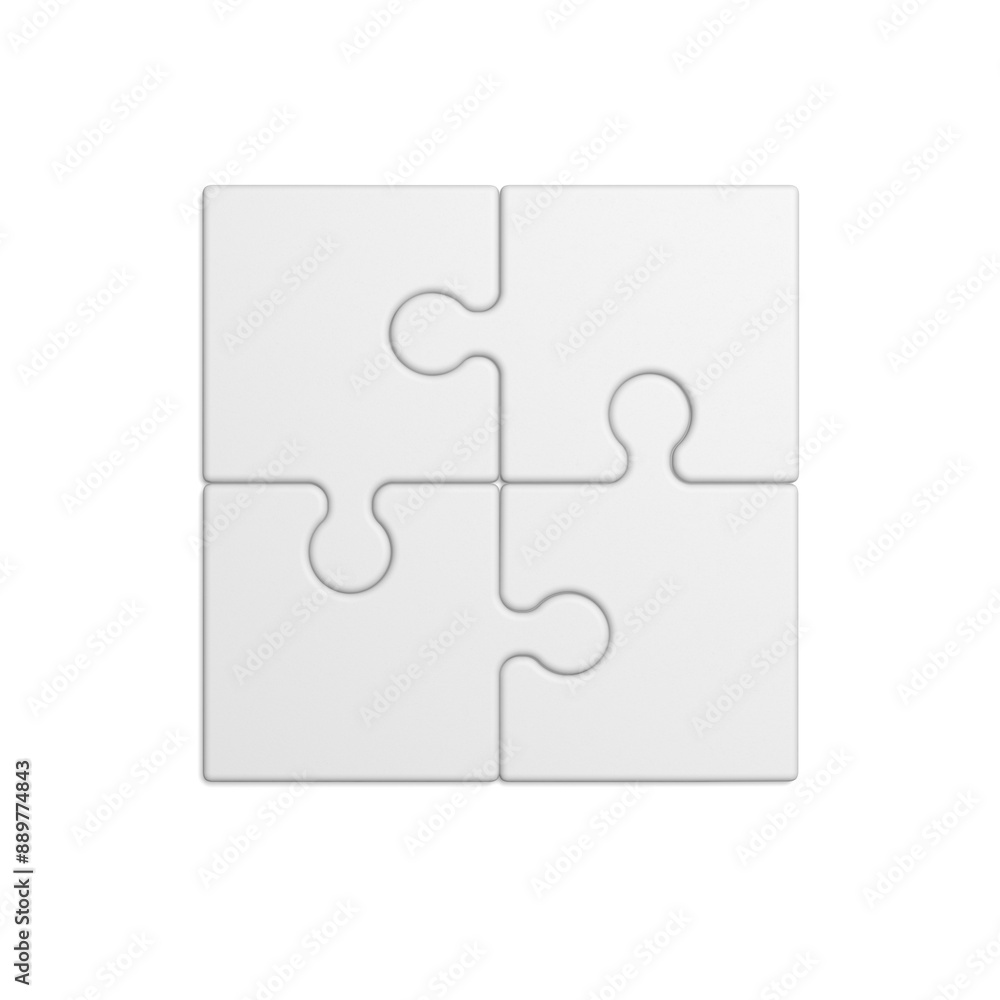 Four puzzle pieces isolated on white background. Blank. Connected. 3d illustration. Four puzzle pieces isolated on white background. Blank. Connected. 3d illustration.