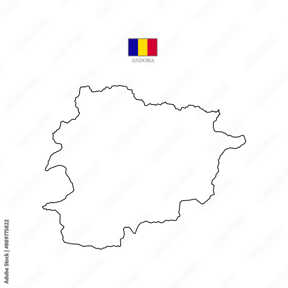 Obraz premium andorra contour vector map with flag in color. Background map eps 10 Vector illustration Europe