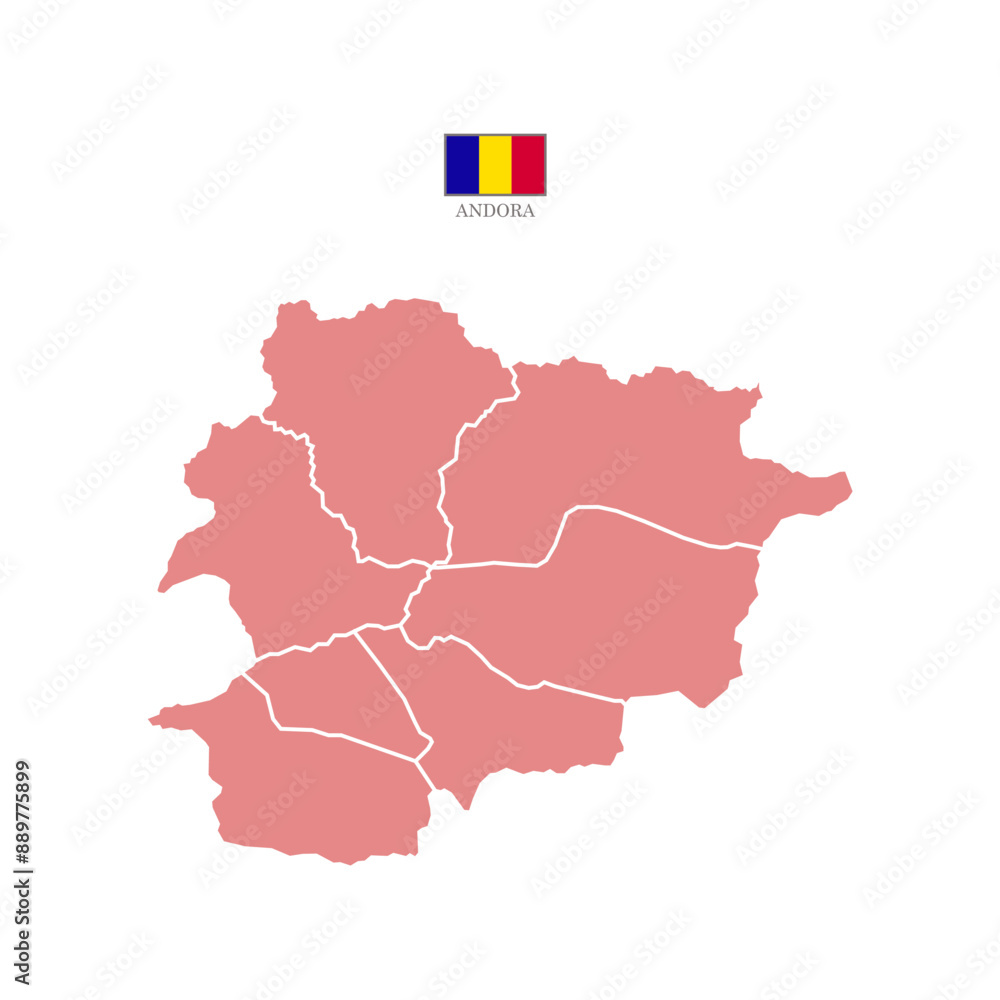Obraz premium Silhouette and colored (red) andorra map vector illustration map Europe
