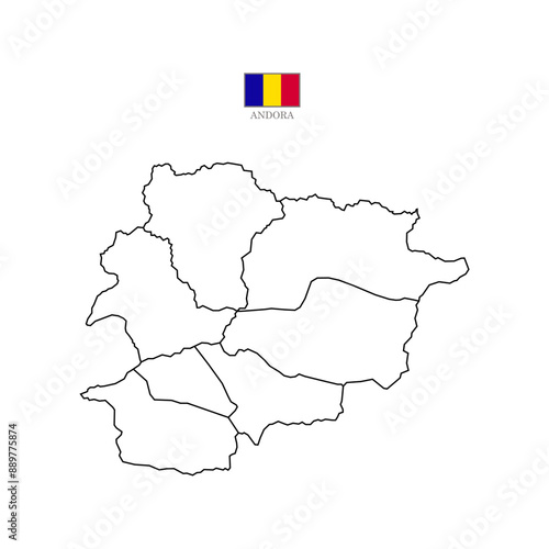 andorra contour map background with states. andorra contour map isolated on white background. Vector illustration Europe