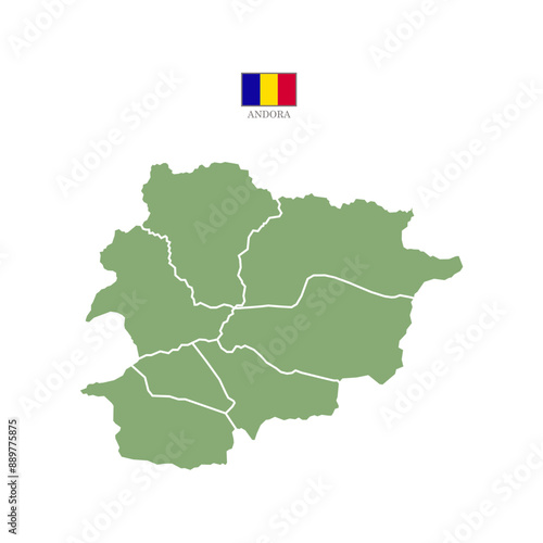 Silhouette and colored (green) andorra map vector illustration map Europe