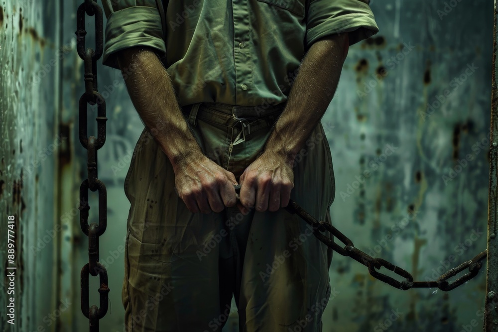 Prisoner in Chains Behind Bars Prisoner in Chains Behind Bars