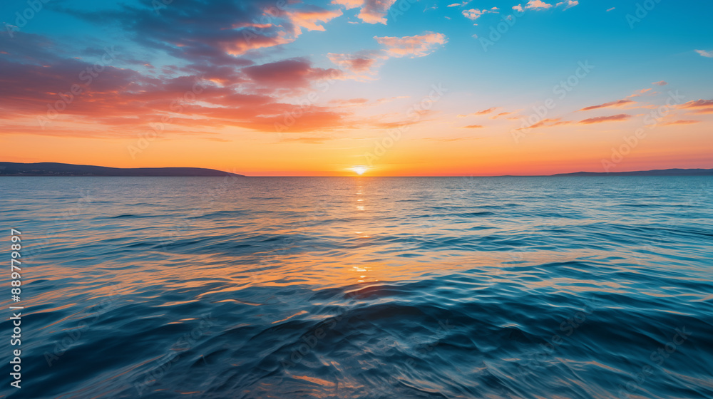 Serene Ocean Sunset with Vibrant Colors and Gentle Waves Serene Ocean Sunset with Vibrant Colors and Gentle Waves