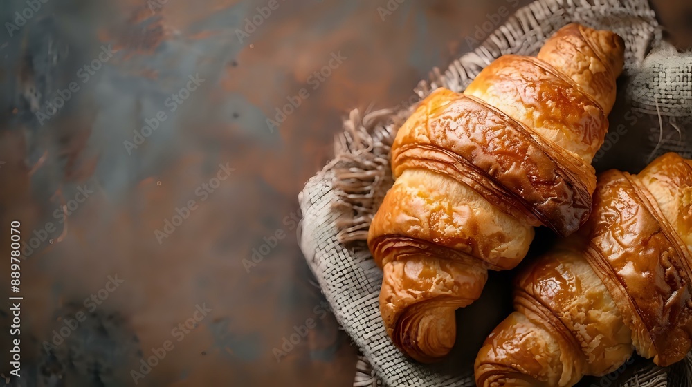 A close-up of fresh croissants placed on a table, perfect for food, breakfast, and bakery-themed projects. A close-up of fresh croissants placed on a table, perfect for food, breakfast, and bakery-themed projects.