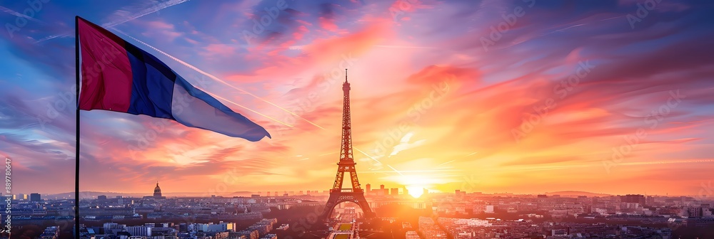Flag Of France French T-Shirt With Paris Skyline Flag Of France French T-Shirt With Paris Skyline
