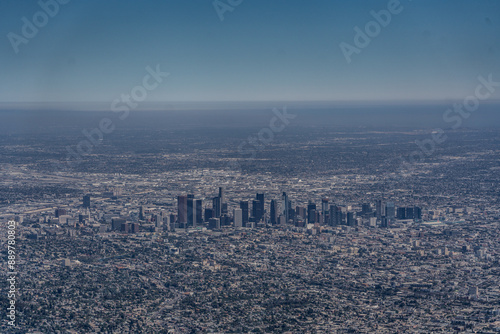 aerial landscape view of Los Angeles area with skyline Downtown Los Angeles in the middle  photo