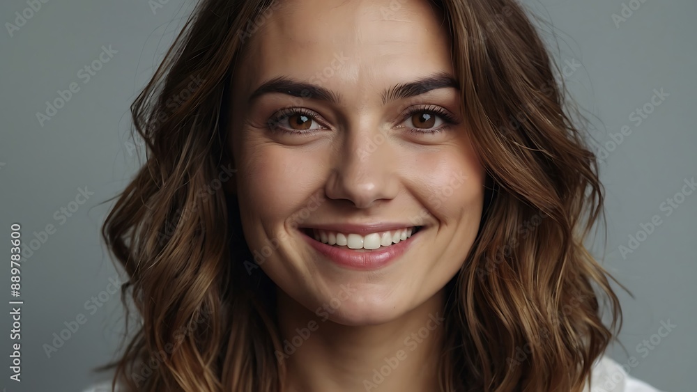 Happy attractive confident young adult or mid aged European woman posing for beauty aesthetic portrait. female model looking at camera. Close up face,copy space Happy attractive confident young adult or mid aged European woman posing for beauty aesthetic portrait. female model looking at camera. Close up face,copy space