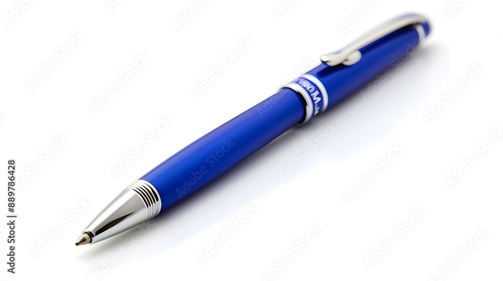 A sleek blue ballpoint pen with silver accents, ideal for professional and everyday use. A sleek blue ballpoint pen with silver accents, ideal for professional and everyday use.