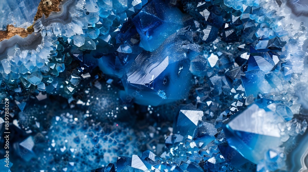 Closeup of blue sapphire crystal geode gemstone Closeup of blue sapphire crystal geode gemstone