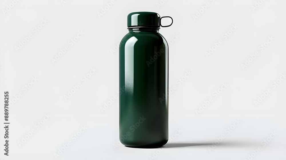 A sleek green water bottle mock up, ideal for staying hydrated on the go. A sleek green water bottle mock up, ideal for staying hydrated on the go.