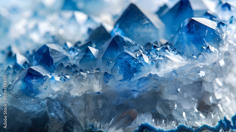 Closeup of blue sapphire crystal geode gemstone Closeup of blue sapphire crystal geode gemstone