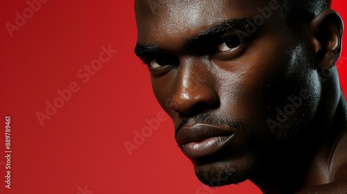 A portrait of a young African-American man with a serious expression on his face. © Farm