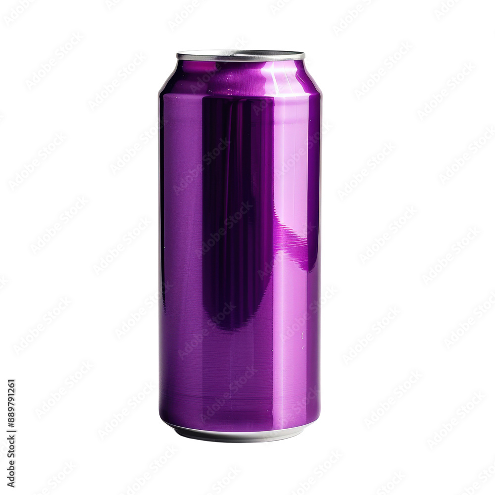 A vibrant purple aluminum can isolated on a plain background, perfect for beverage packaging, branding, and design concepts. A vibrant purple aluminum can isolated on a plain background, perfect for beverage packaging, branding, and design concepts.