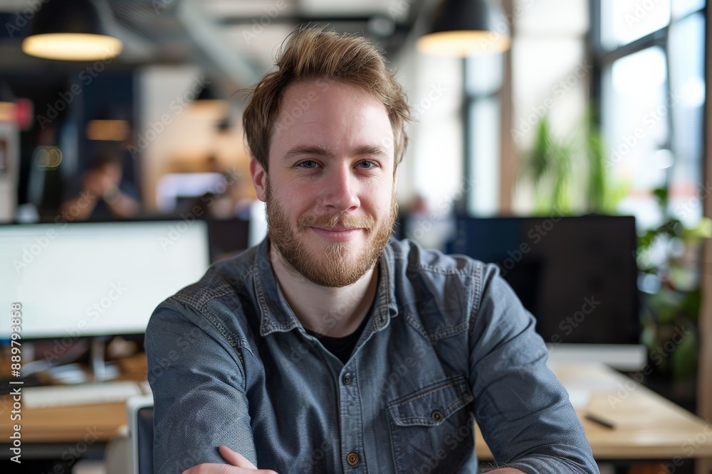 Fototapeta premium Software Developer at Work in a Modern Office