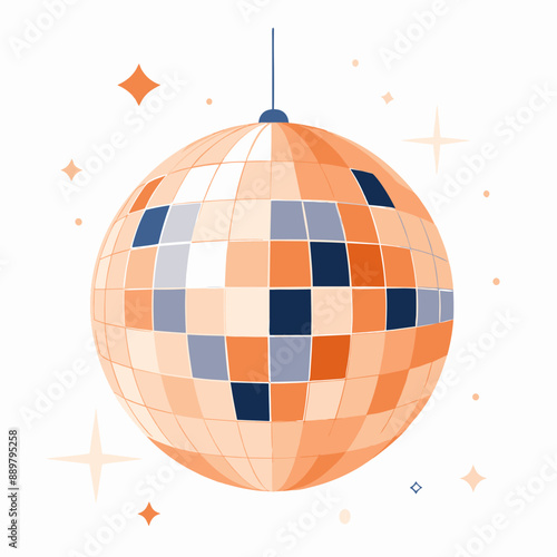 Retro Disco Ball Illustration in Pastel Colors