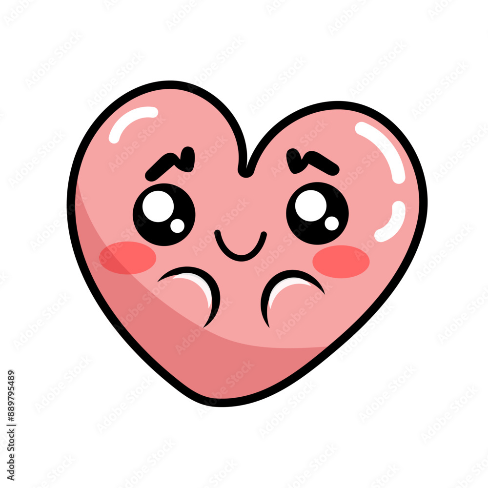 Groovy heart sticker. Pink heart with face. Funny cartoon character in trendy retro style. Valentine's Day Character. Cute emoji. Vector illustration isolated on white background Groovy heart sticker. Pink heart with face. Funny cartoon character in trendy retro style. Valentine's Day Character. Cute emoji. Vector illustration isolated on white background