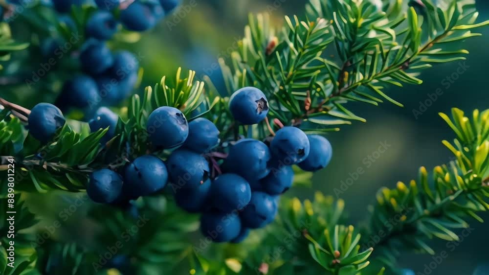 A fresh juniper berry on the branch