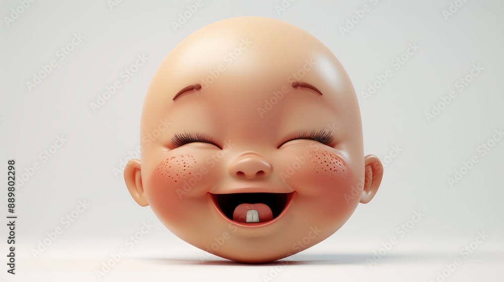 A 3D-rendered luxury baby face emoji with a giggle, cheeks puffed and eyes twinkling, isolated on a white background, showing pure joy and innocence A 3D-rendered luxury baby face emoji with a giggle, cheeks puffed and eyes twinkling, isolated on a white background, showing pure joy and innocence