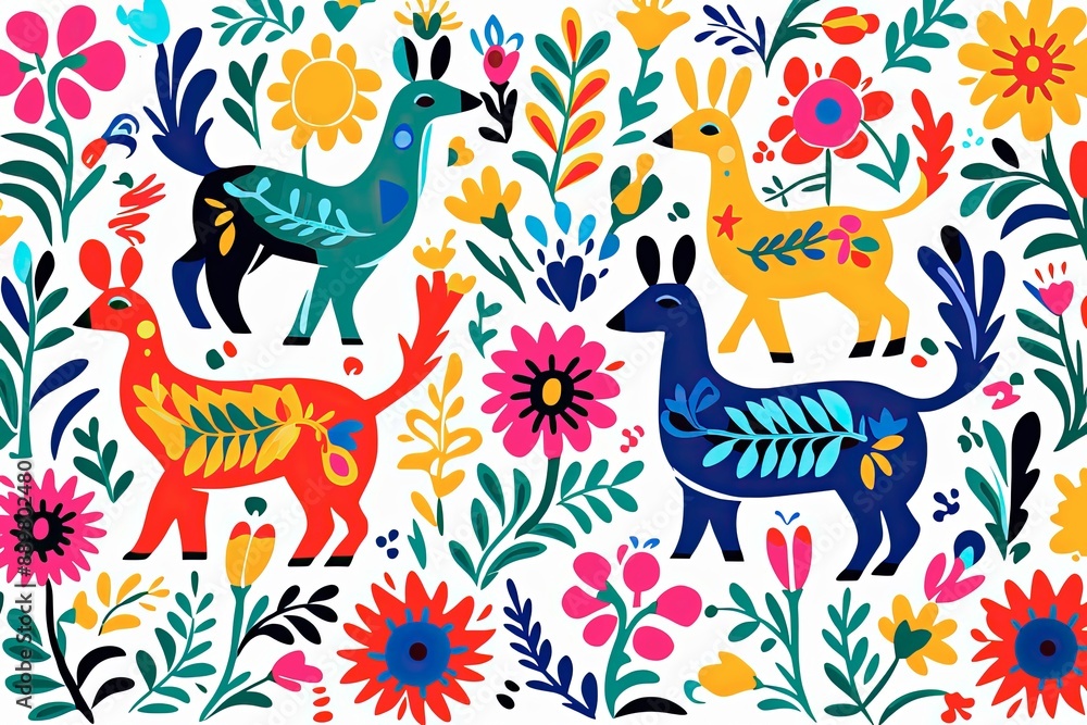 Embroidery Mexican Textile Pattern eighth Unique Floral and Animal Motifs. Embroidery Mexican Textile Pattern eighth Unique Floral and Animal Motifs.