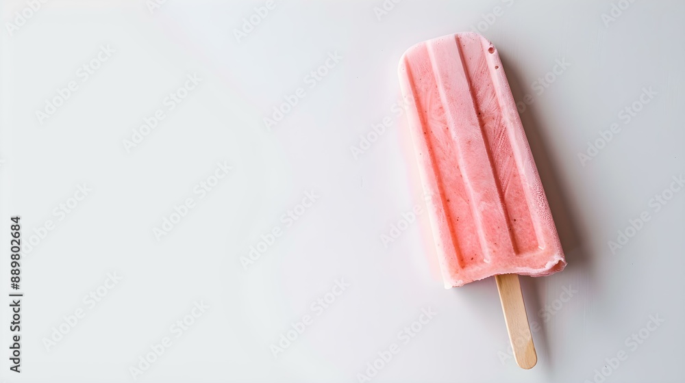 Pink Popsicle on a white Background with Copy Space