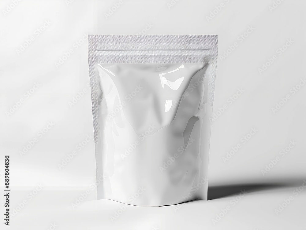 Blank white plastic bag with zip mockup isolated on white background. AI generated Blank white plastic bag with zip mockup isolated on white background. AI generated