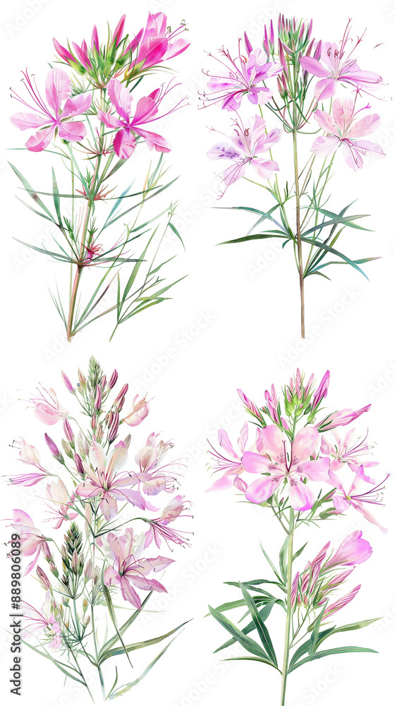 Spider Flower Cleome spp Watercolor Digital Art Spider Flower Cleome spp Watercolor Digital Art