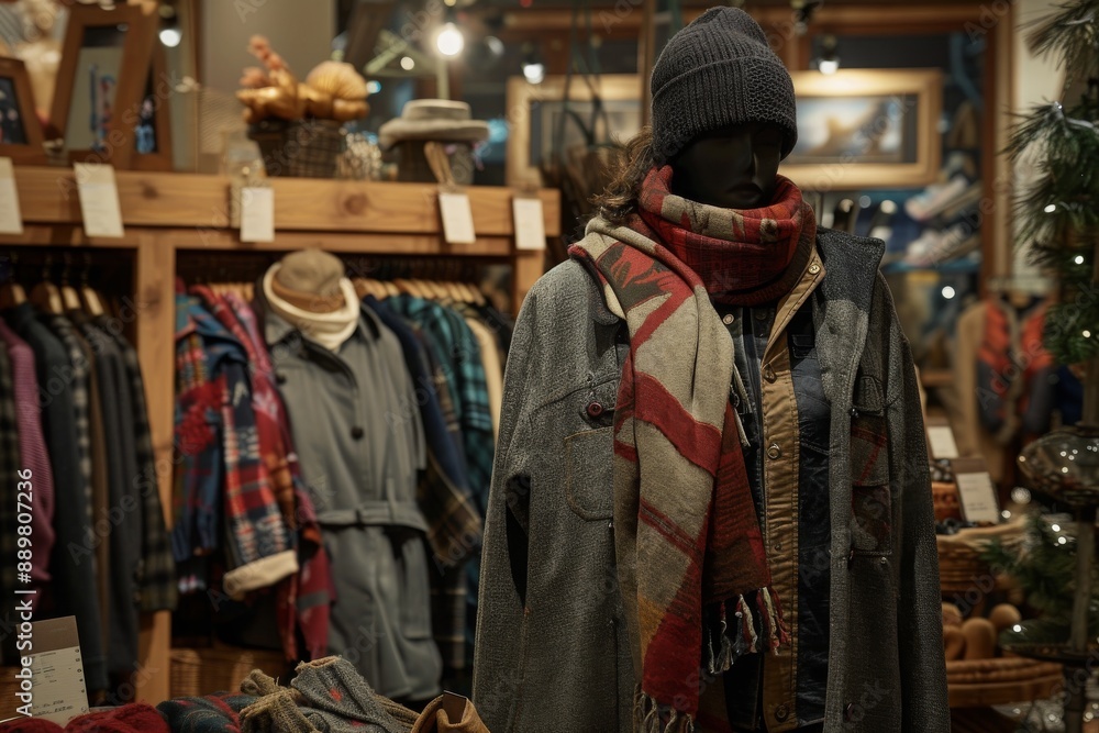 Mannequin in a Winter Outfit with a Scarf and Beanie Mannequin in a Winter Outfit with a Scarf and Beanie