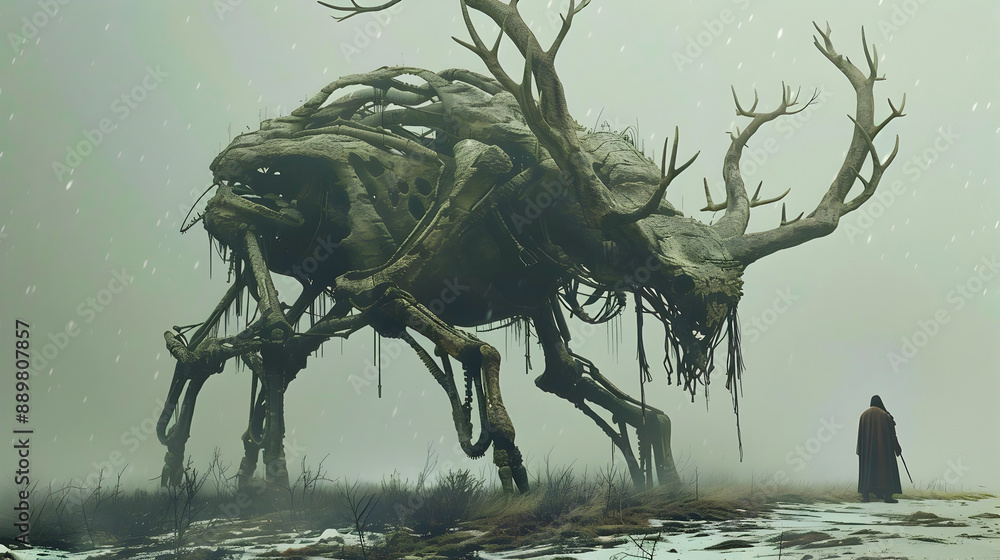 Haunting Dystopian Creature in a Surreal Apocalyptic Landscape A ...