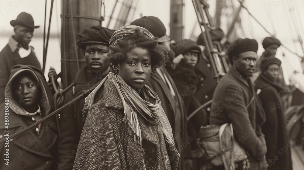 Black Passengers Disembarking a Ship in New York City, Early 1900s Black Passengers Disembarking a Ship in New York City, Early 1900s